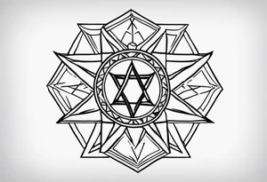 knee tattoo with unicursal hexagram tattoo idea