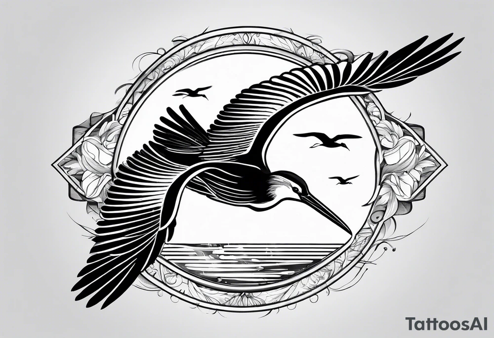 A flying stork tattoo idea