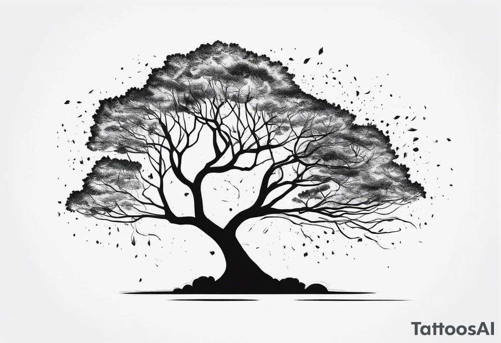 tree where the canopy resembles a brain, struck by lightning tattoo idea