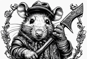Rat holding a battle ax tattoo idea