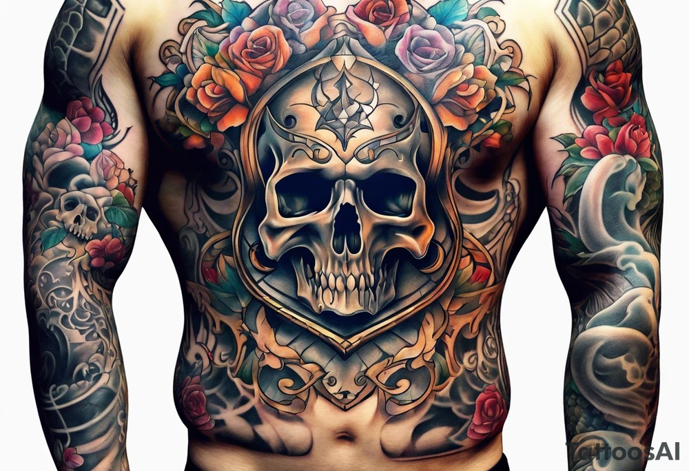 bone that fills entire arm from shoulder to fingers tattoo idea