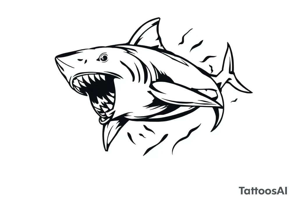 Masculine strong shark flowing tattoo idea