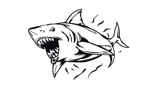 Masculine strong shark flowing tattoo idea