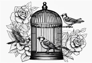 Empty bird cage tattoo idea
