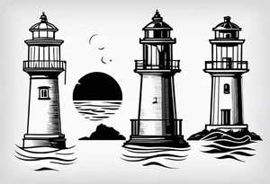 Farol no oceano minimalista tattoo idea