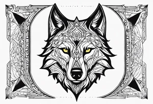 a wolf revealing its skull inspired by elden ring in sigil style tattoo idea