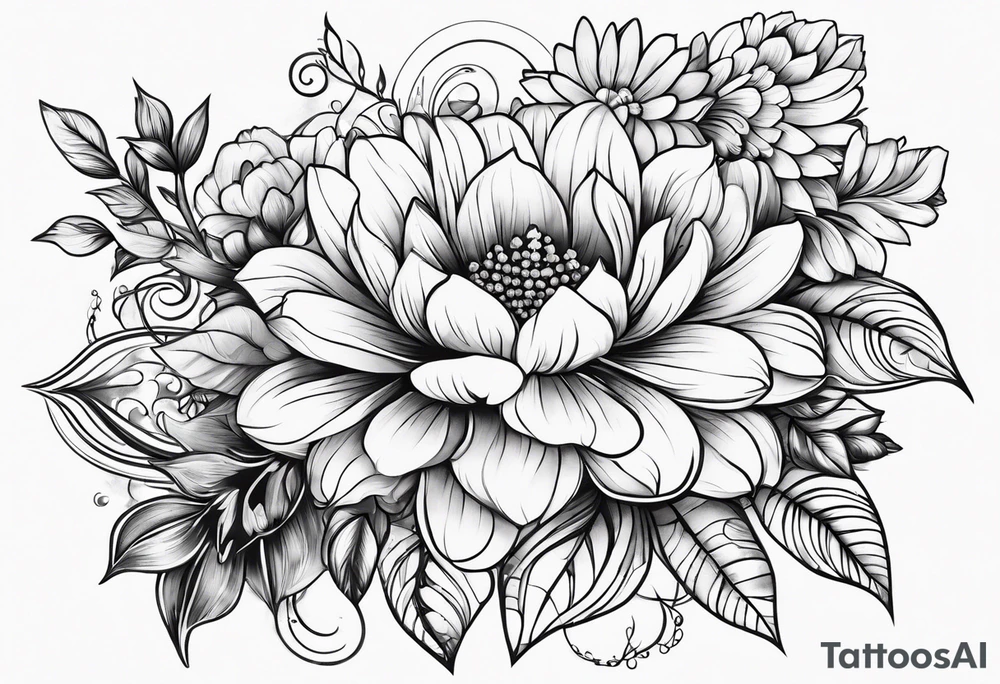 ornaments of flowers tattoo idea