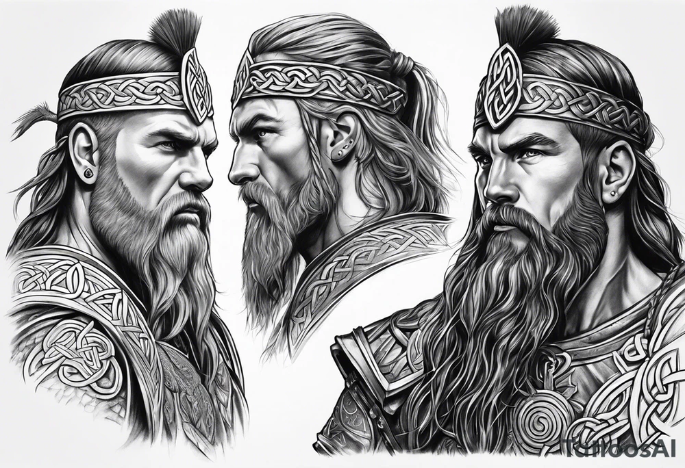 Celtic warrior facing left tattoo idea