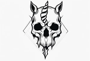 Unicorn skull – A dark twist with a skull and horn. tattoo idea