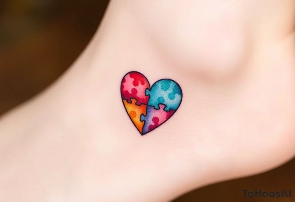 autism heart puzzle shape symbol tattoo idea