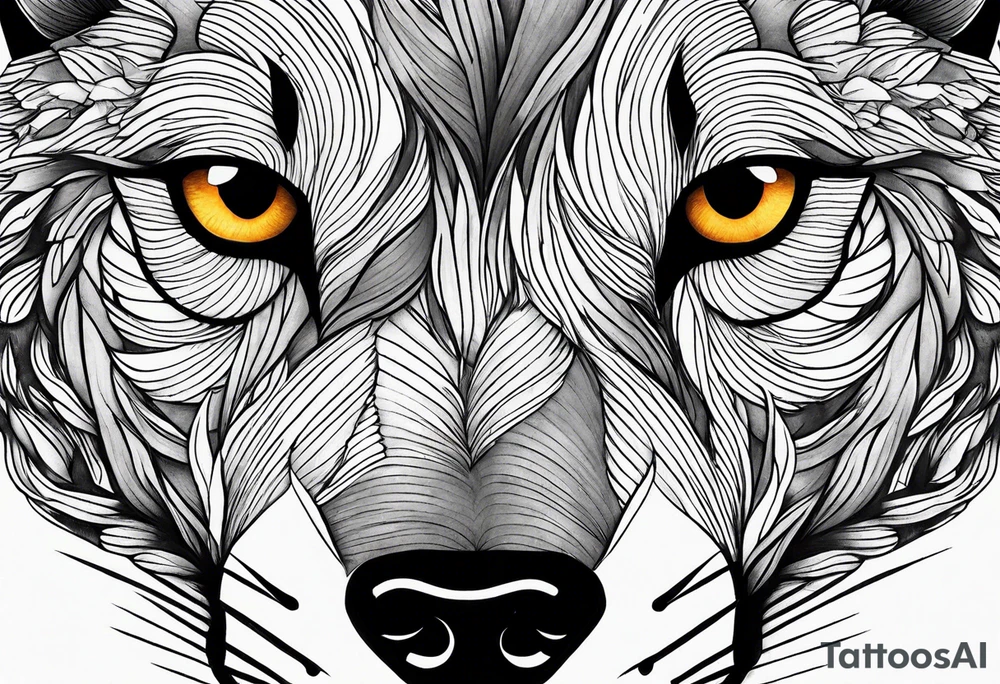 Mountains, wolf eyes underneath tattoo idea