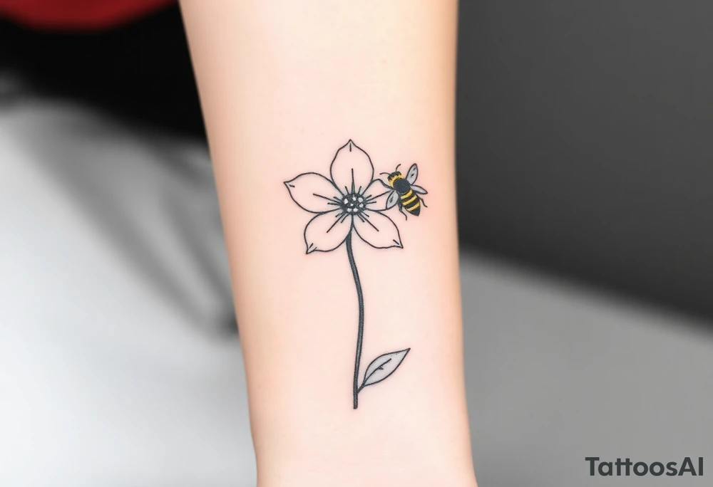 Trillium with a bumble bee hovering near it tattoo idea