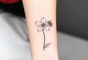 Trillium with a bumble bee hovering near it tattoo idea