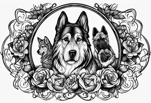 forearm tattoo lettering K9 theme name of all my dogs Tasha Katie Kiera Zeke Pixie Bud Bear tattoo idea