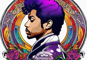 Tattoo honoring the musician Prince that also incorporates Pride colors. tattoo idea