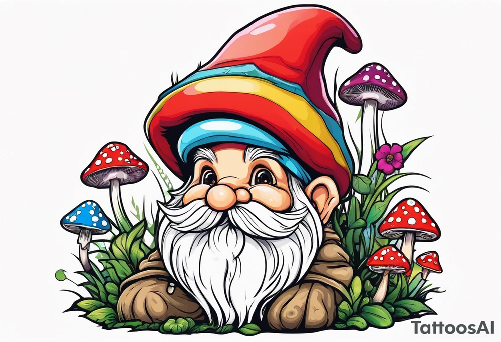 Garden gnome mushroom hat tattoo idea