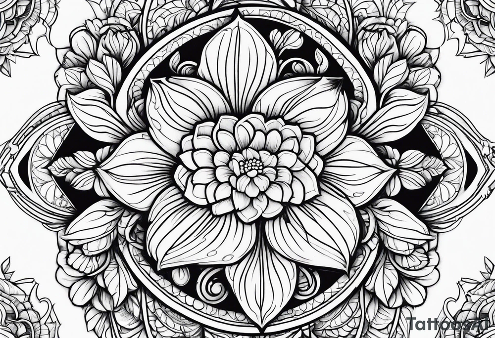 floral with animals tattoo idea