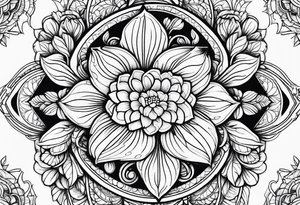 floral with animals tattoo idea