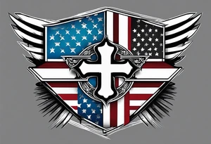 Cross with American flag tattoo idea