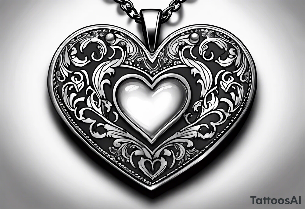 necklace heart locket with a male and female shadow hugging tattoo idea