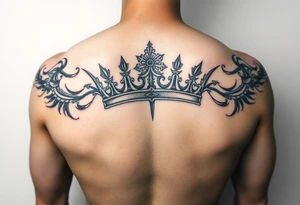 Crown no more pain strength tattoo idea