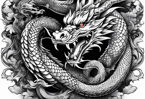 dragon fighting with snake tattoo idea