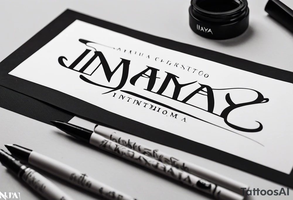Надпись красивым шрифтом «INAYA» эстетично, тонко с рыбой tattoo idea