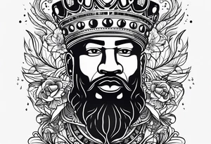 A black king surrounded by music tattoo idea