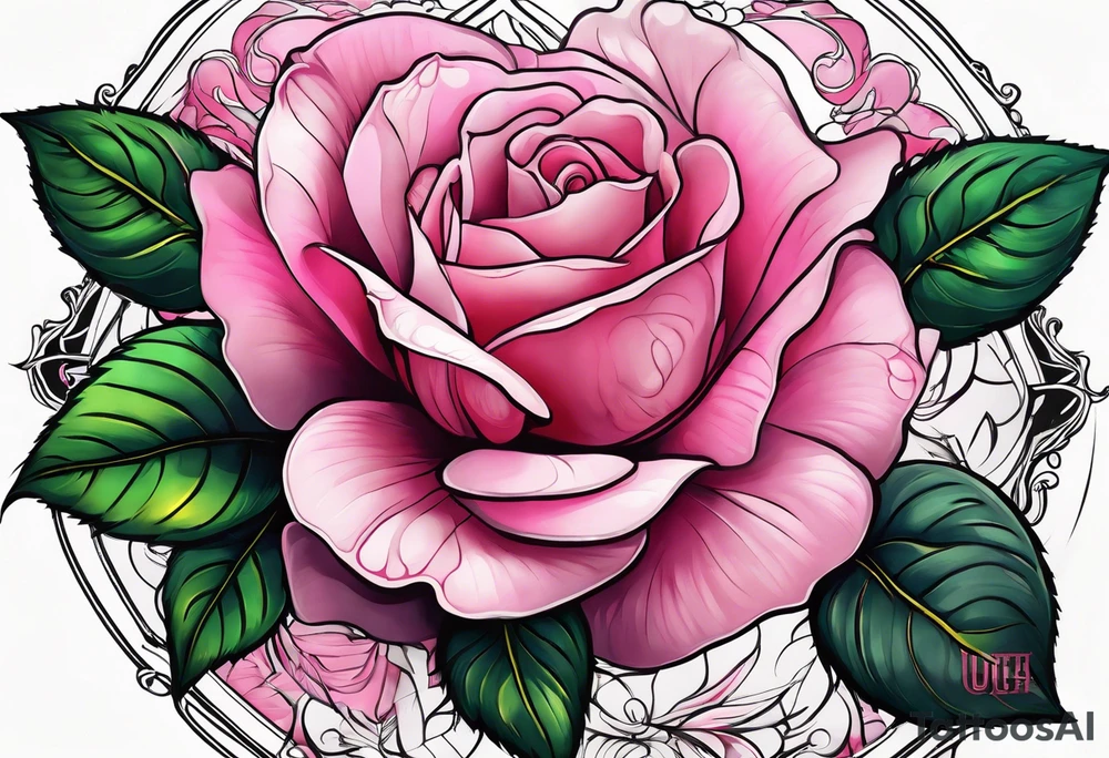 Pink rose tattoo idea