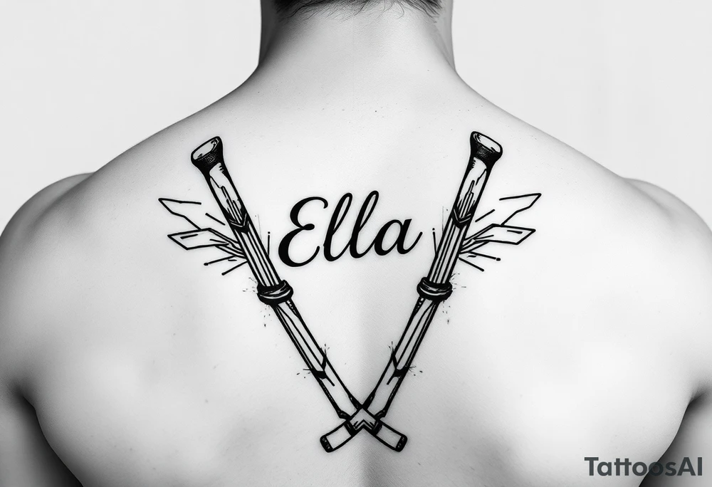 Ella with hockey sticks for L tattoo idea