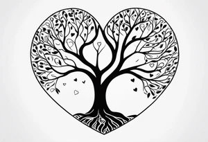 a heart shape with the following inside: brain, plane, family, and tree roots tattoo idea