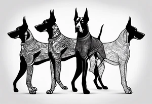 doberman full body minimalistic tattoo idea