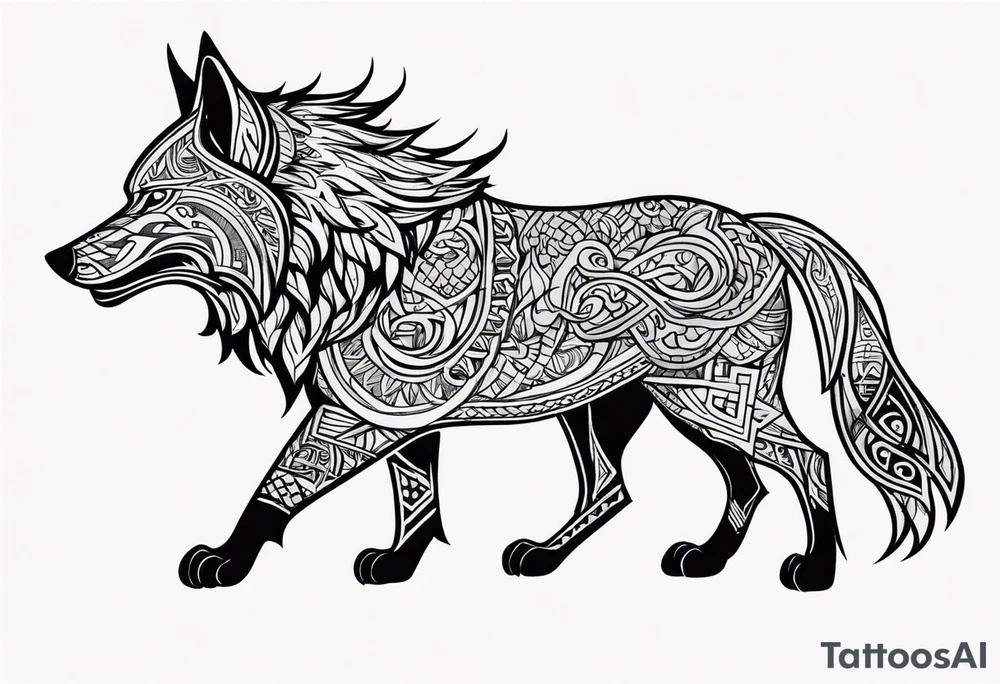 Viking wolf in a Viking style tattoo idea