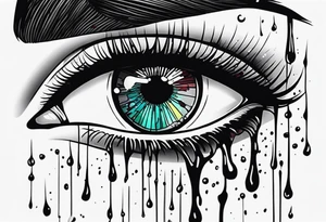 Bleeding tears flow from eye tattoo design nope eyebrow tattoo idea