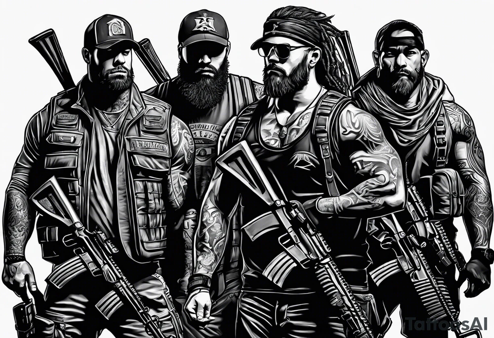 Rucking, brotherhood, shadows, fitness tattoo idea