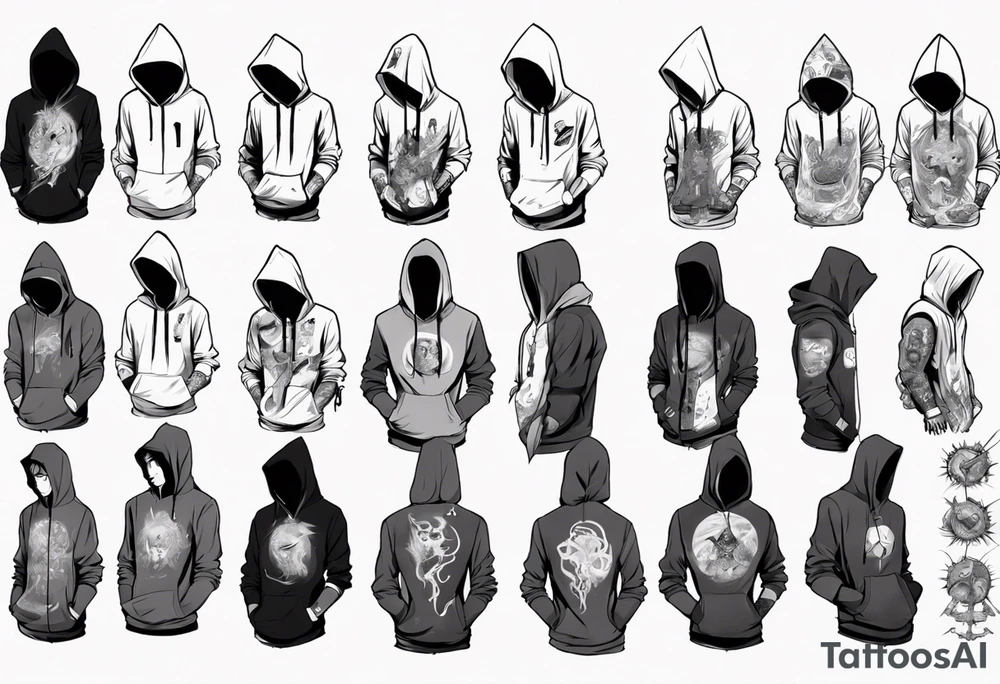 Anime guy in a hoodie tattoo idea