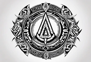 Valhalla  round shield axe
Valknut sword dragon head tattoo idea