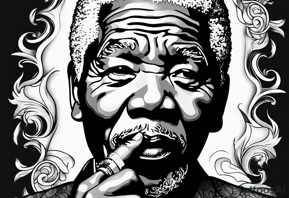 Nelson Mandela smoking cigarette tattoo idea