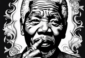 Nelson Mandela smoking cigarette tattoo idea