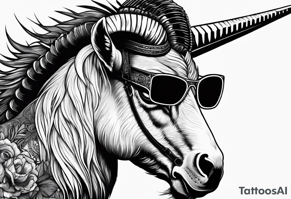 capricorn with sunglasses and a gun tattoo idea