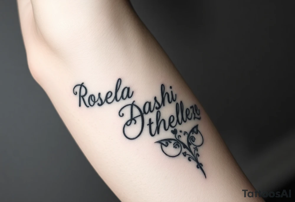 Combine the names rosela dashi and thellenze for a tattoo tattoo idea