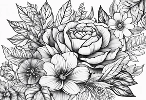 leaves and flowers geo tattoo idea