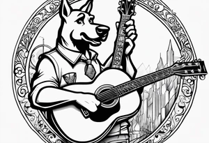 scooby doo
 holding a guitar rock and roll punk rock singer scooby doo tattoo idea