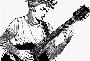 King of ace playing guitar cards tattoo idea