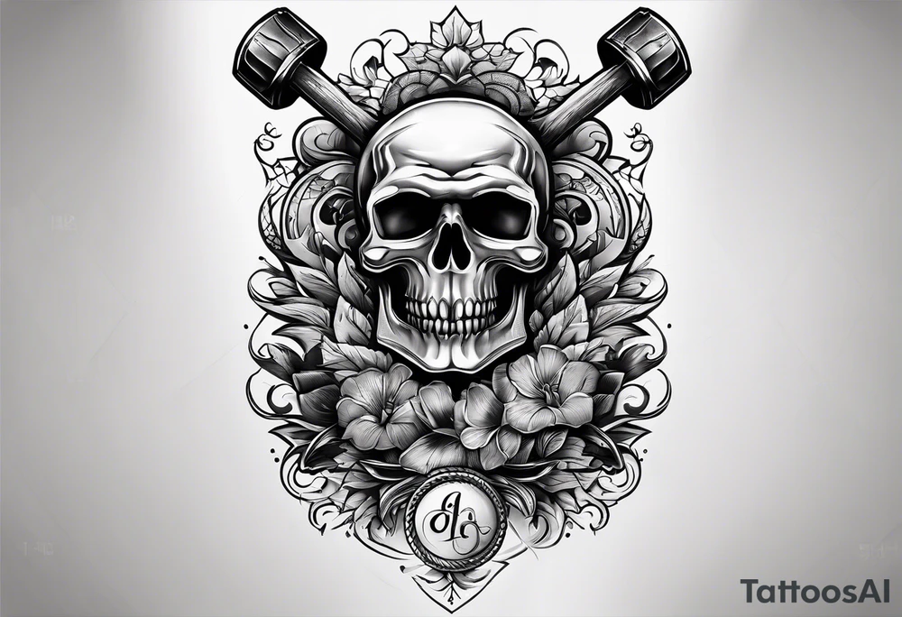 A hammer and a barbell tattoo idea