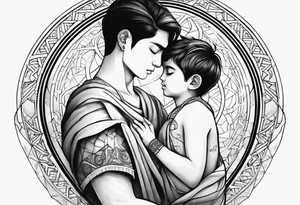 A boy hugging god tattoo idea