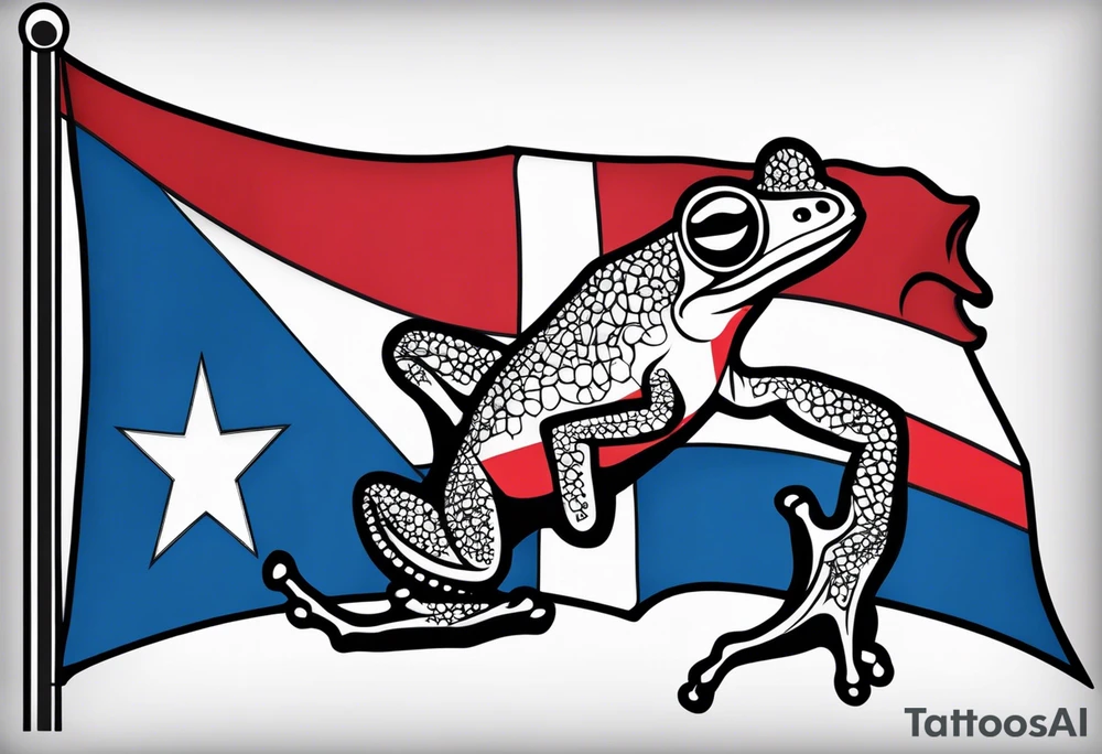 coqui wearing flag of puerto Rico. tattoo idea