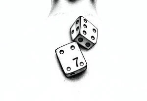 Three realisticdomino tiles falling onto each other , showing the pips 8, 7, and 6. tattoo idea