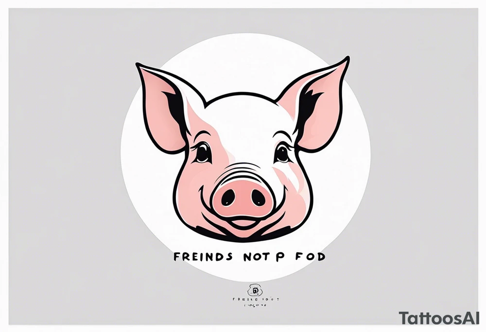 cute pig or piglet.
with text: "friends not food" tattoo idea