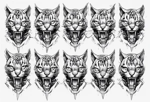 cybernetic ocelot full body teeth showing tattoo idea